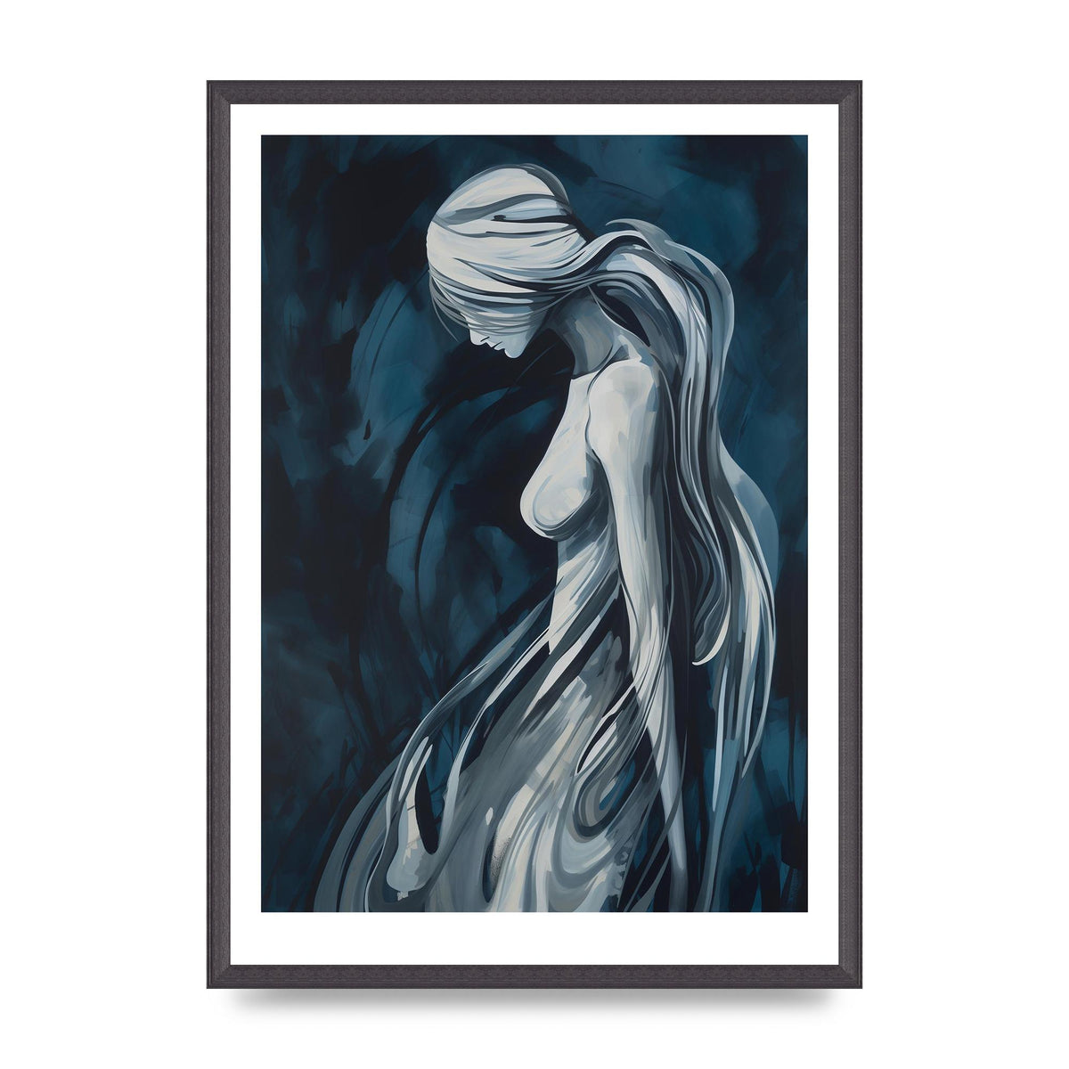 Womans Form in White and Dark Blue