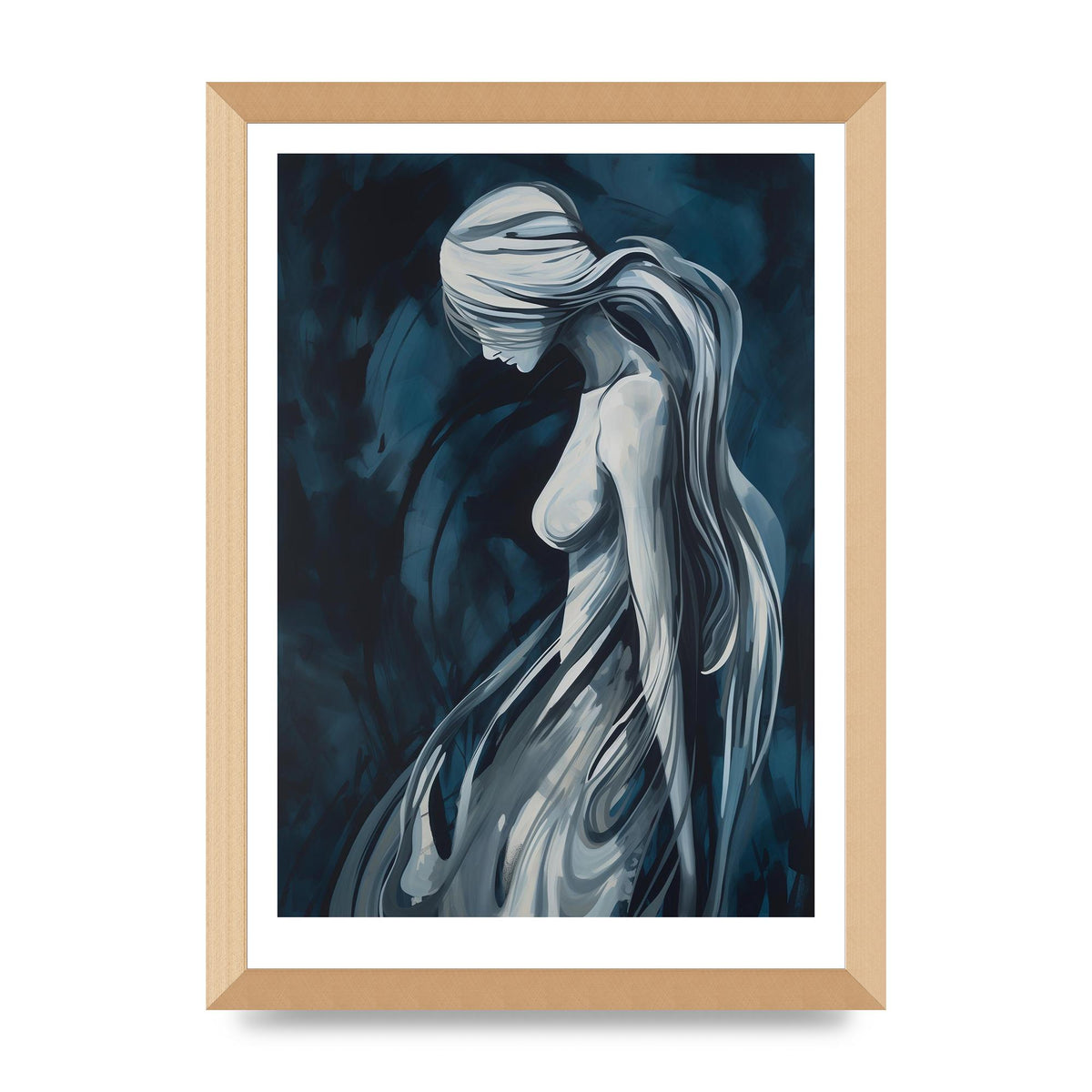 Womans Form in White and Dark Blue