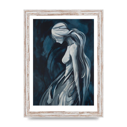Womans Form in White and Dark Blue
