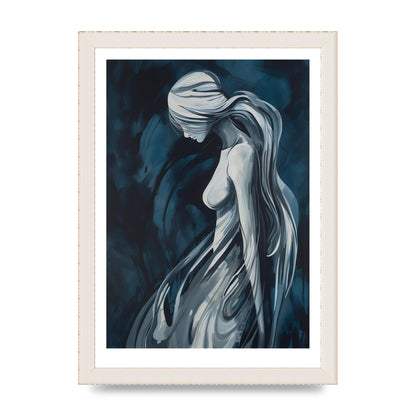 Womans Form in White and Dark Blue
