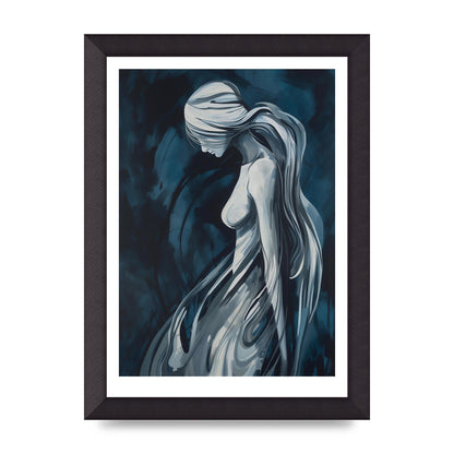 Womans Form in White and Dark Blue