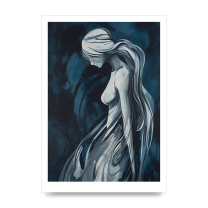 Womans Form in White and Dark Blue