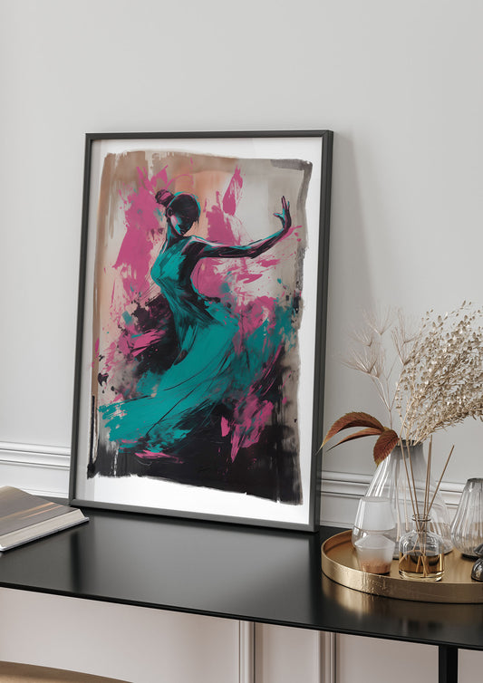 Woman in Pink and Turquoise Motion