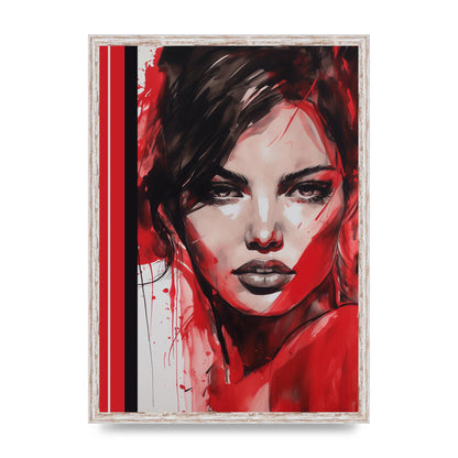 Ruby Red Backdrop with Womans Glance