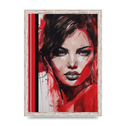 Ruby Red Backdrop with Womans Glance