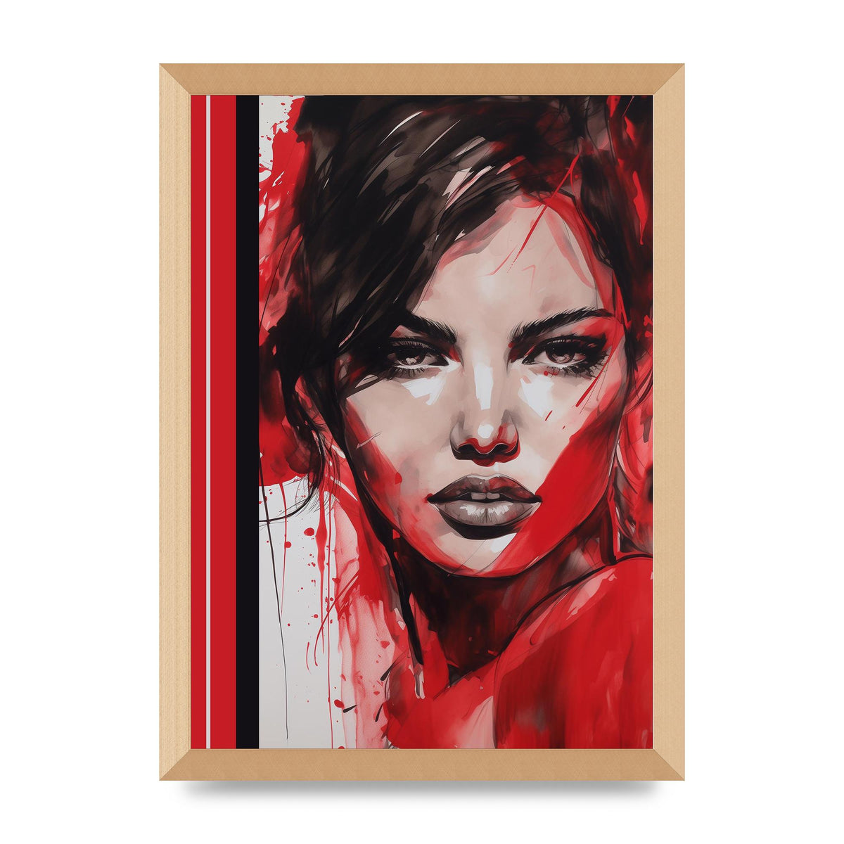 Ruby Red Backdrop with Womans Glance