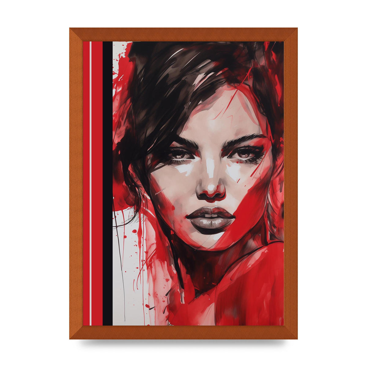 Ruby Red Backdrop with Womans Glance