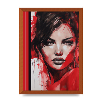 Ruby Red Backdrop with Womans Glance