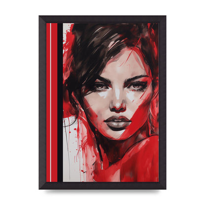 Ruby Red Backdrop with Womans Glance