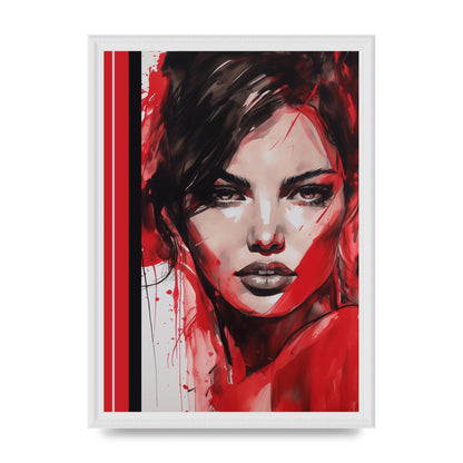 Ruby Red Backdrop with Womans Glance