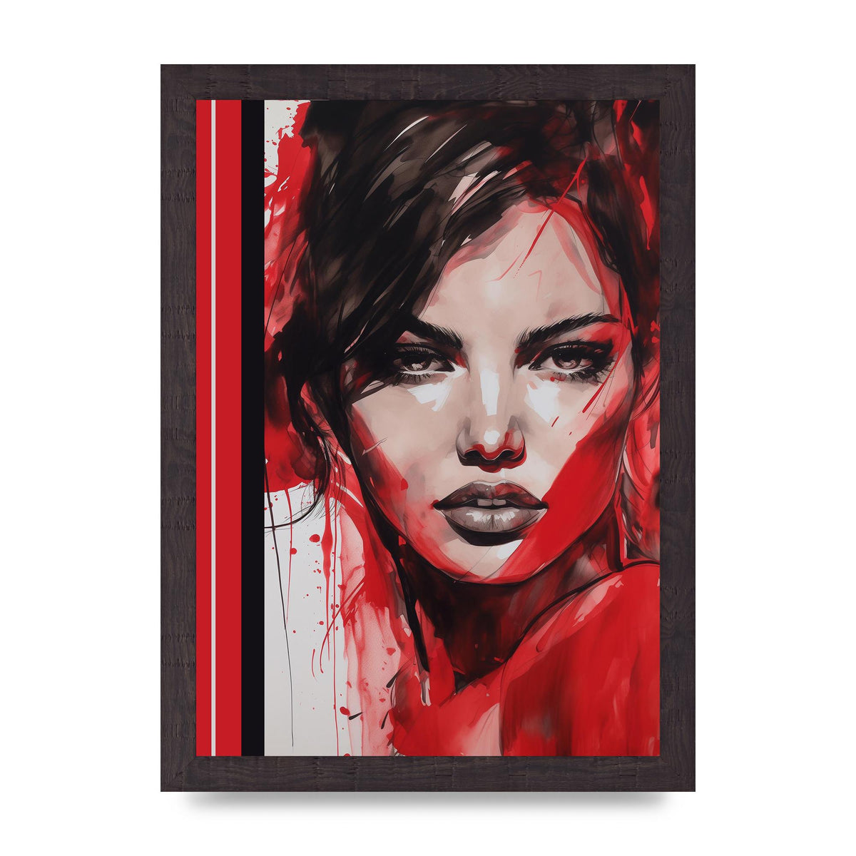 Ruby Red Backdrop with Womans Glance