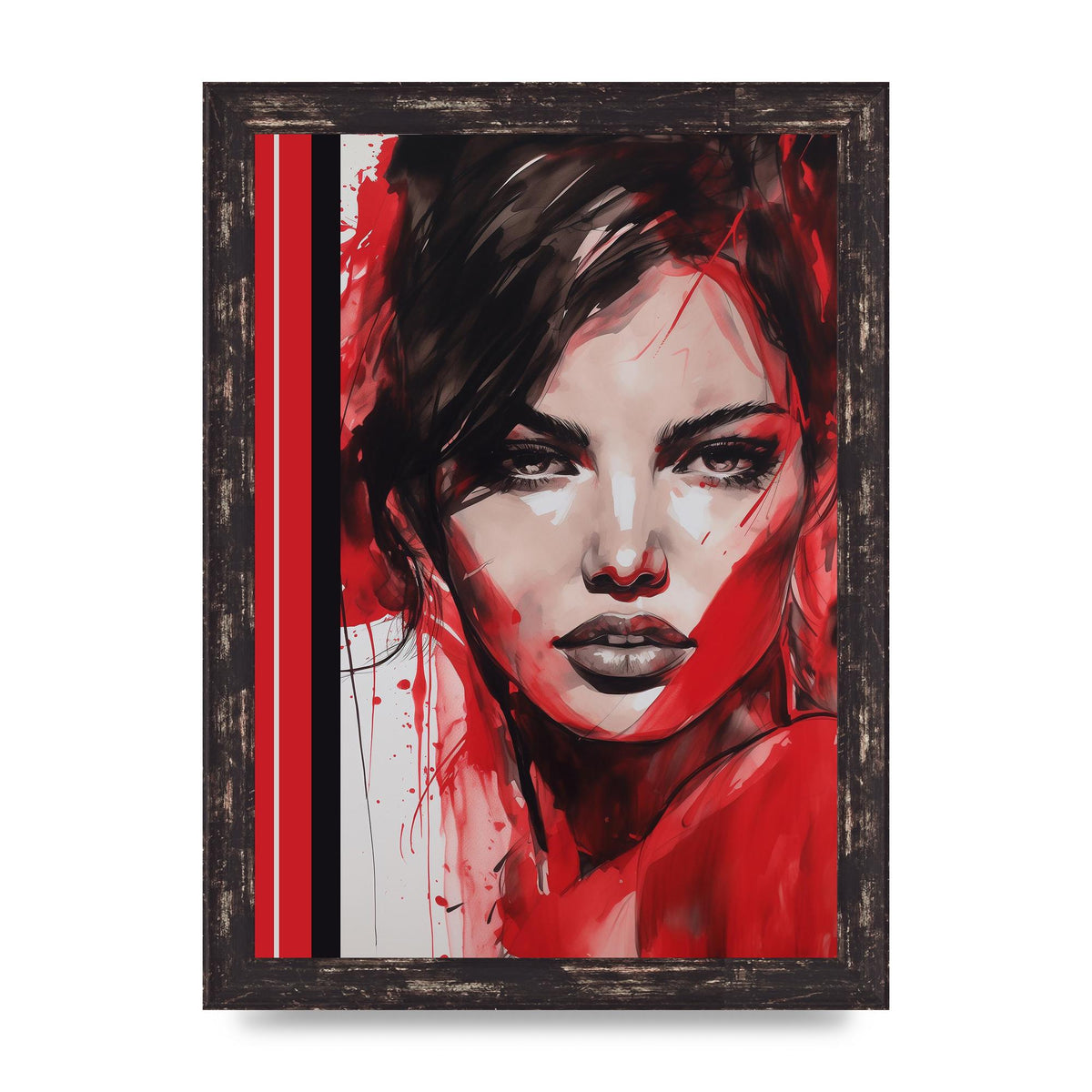 Ruby Red Backdrop with Womans Glance