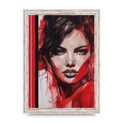 Ruby Red Backdrop with Womans Glance