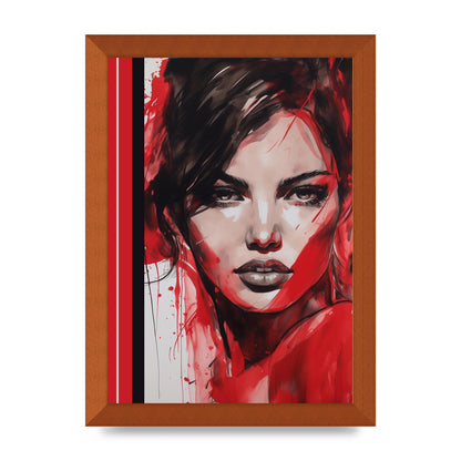 Ruby Red Backdrop with Womans Glance