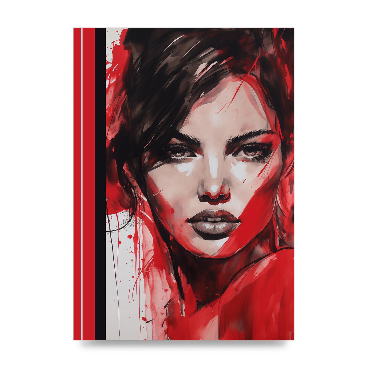 Ruby Red Backdrop with Womans Glance