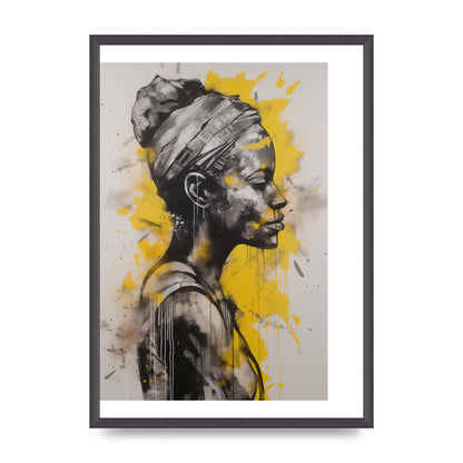Yellow and Grey Blend with Bold Black Strokes