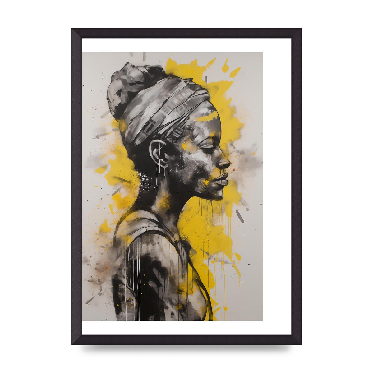 Yellow and Grey Blend with Bold Black Strokes