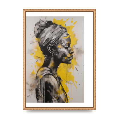 Yellow and Grey Blend with Bold Black Strokes