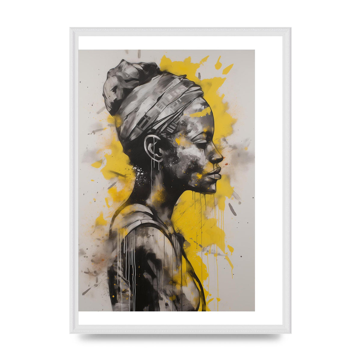 Yellow and Grey Blend with Bold Black Strokes