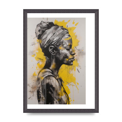 Yellow and Grey Blend with Bold Black Strokes