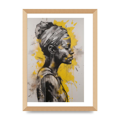 Yellow and Grey Blend with Bold Black Strokes