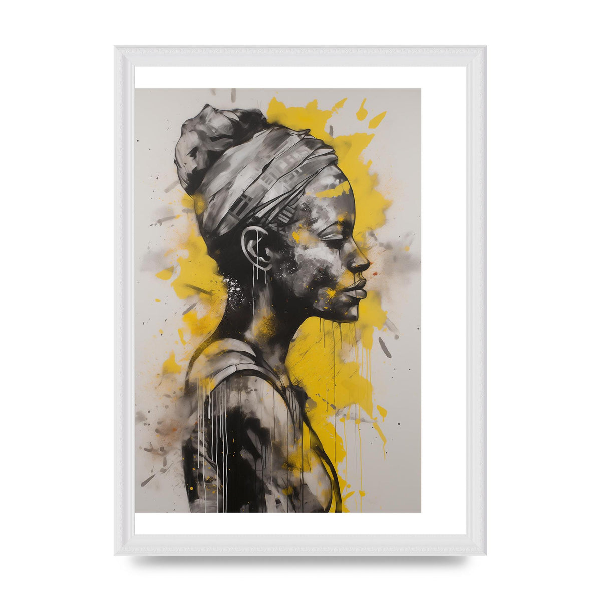 Yellow and Grey Blend with Bold Black Strokes