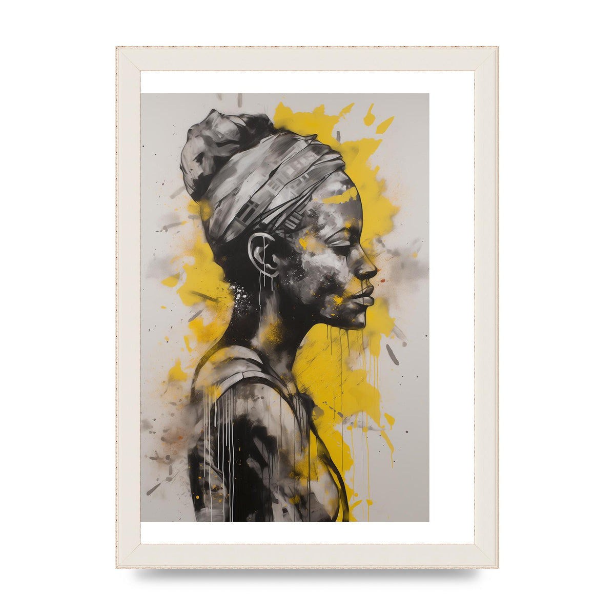 Yellow and Grey Blend with Bold Black Strokes