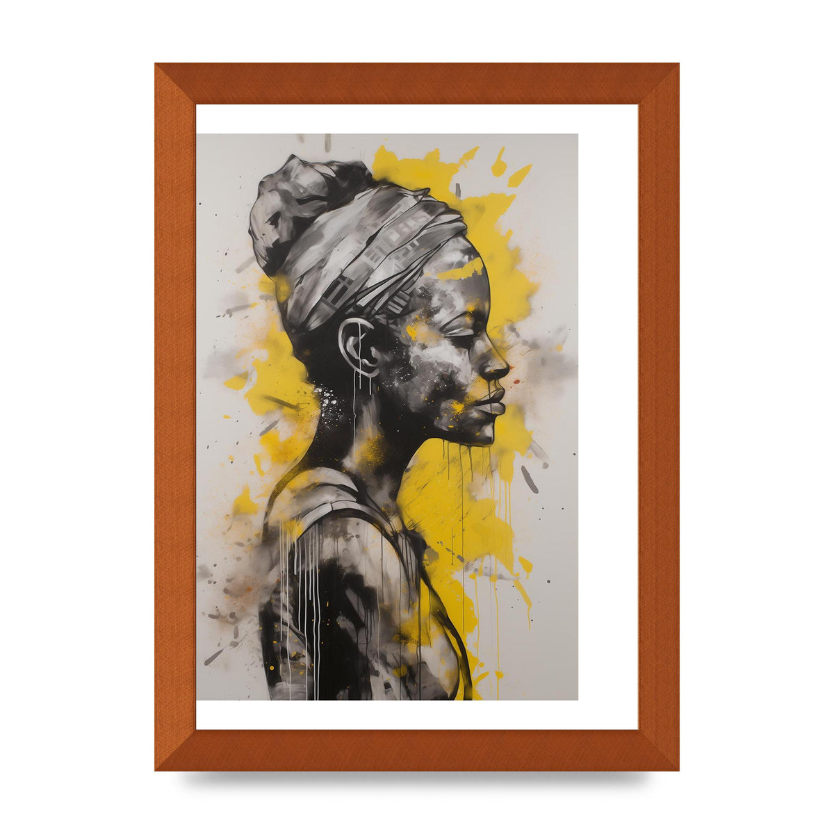 Yellow and Grey Blend with Bold Black Strokes