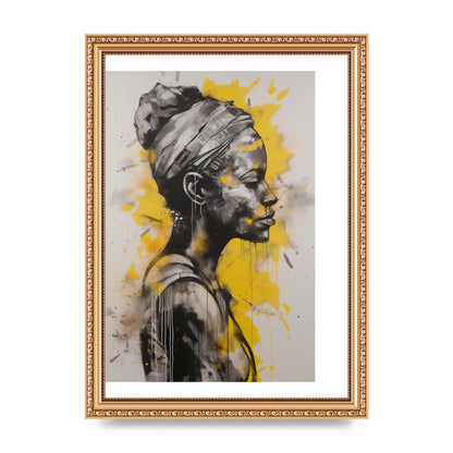 Yellow and Grey Blend with Bold Black Strokes