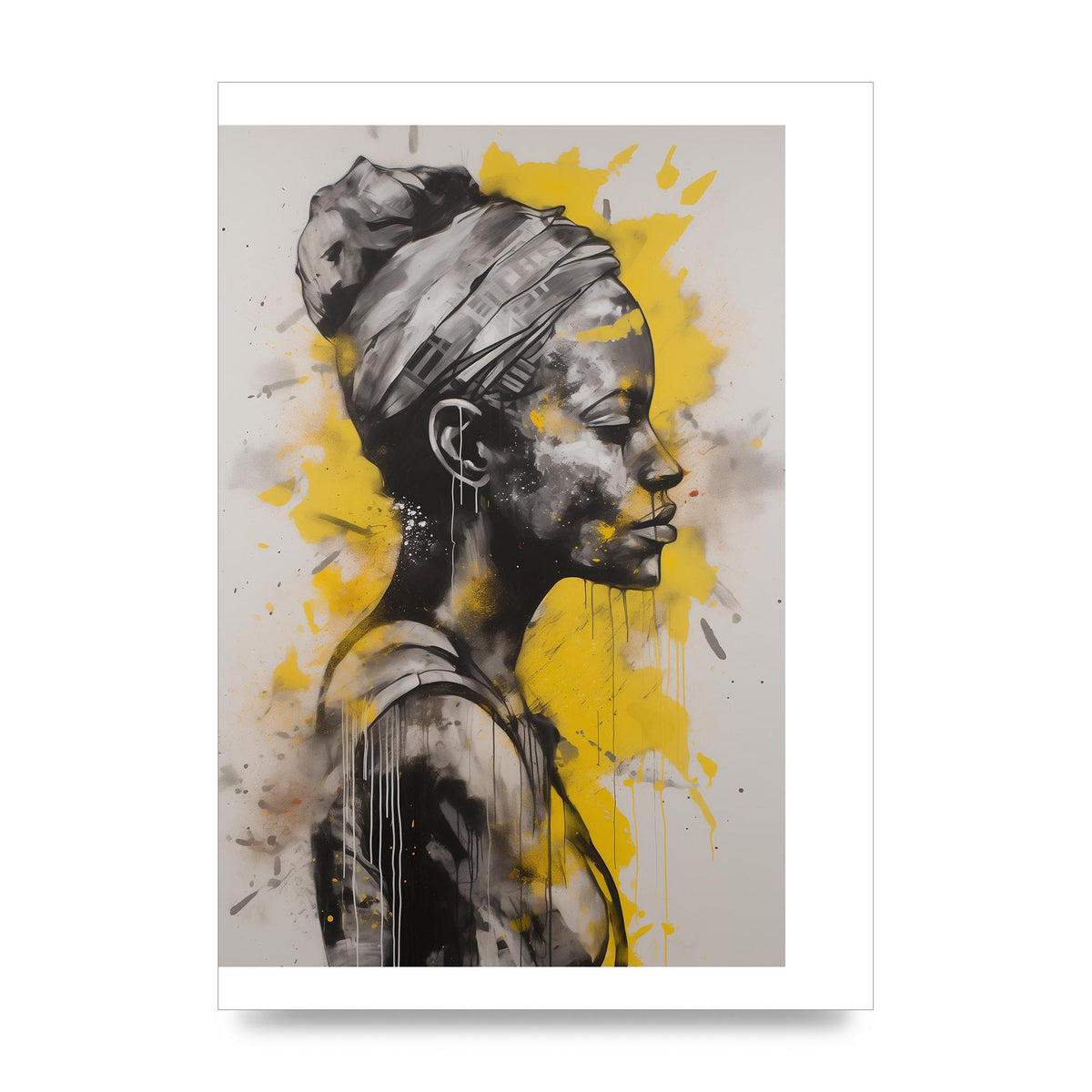 Yellow and Grey Blend with Bold Black Strokes