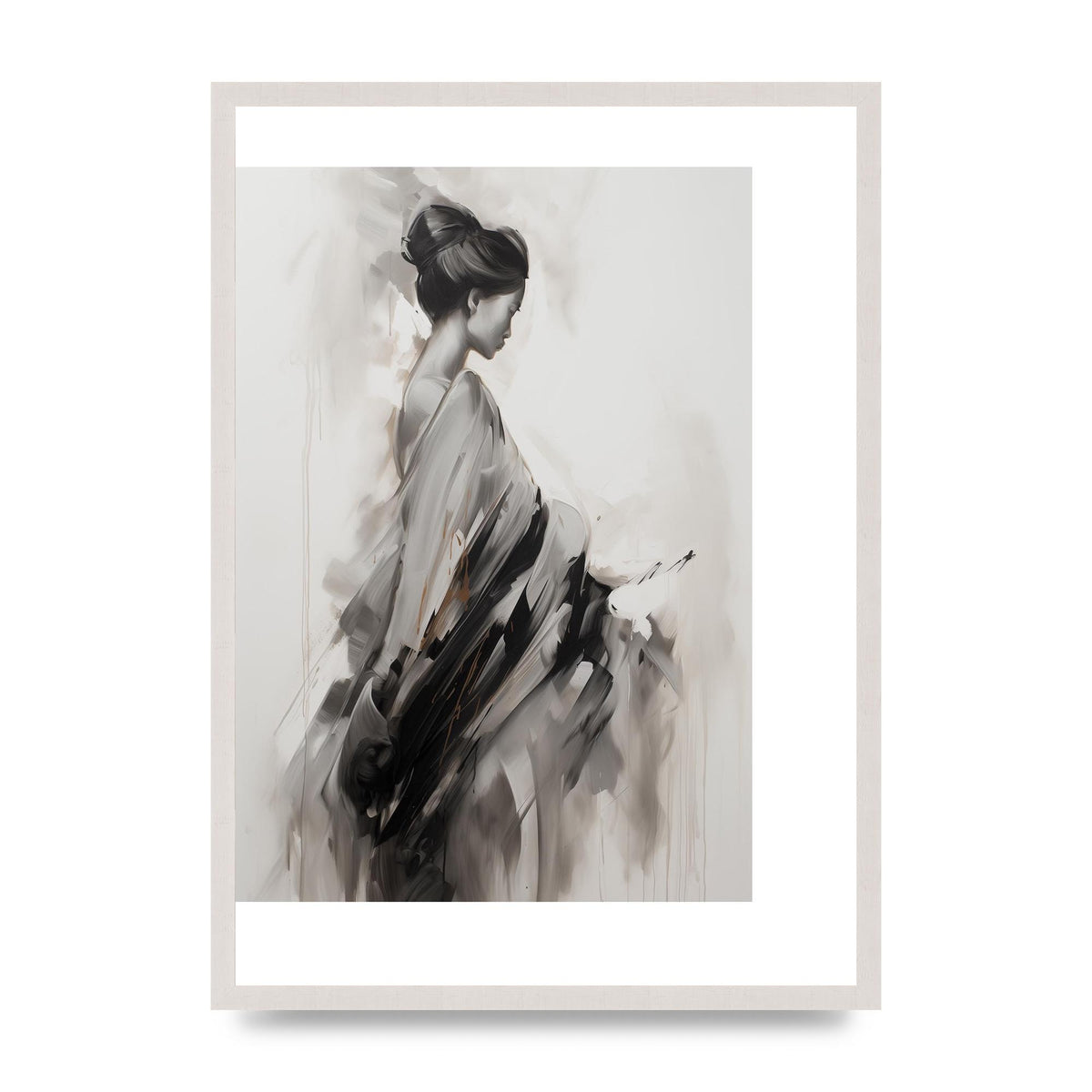 Womans Grace Evoked on Pearl Grey
