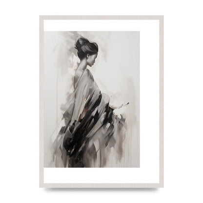 Womans Grace Evoked on Pearl Grey