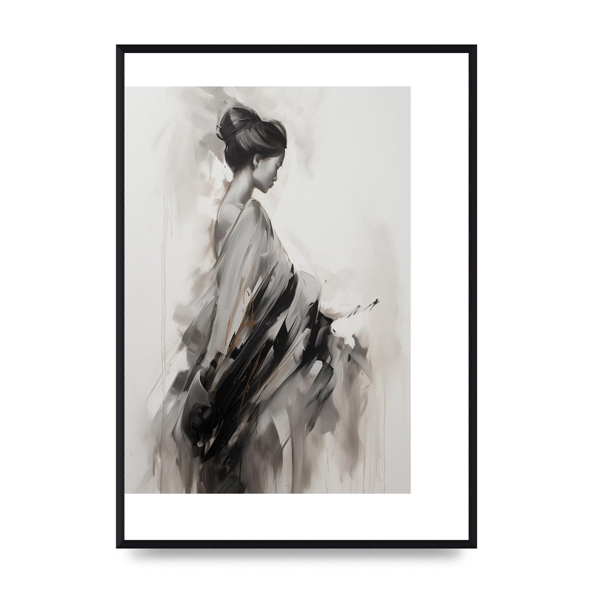 Womans Grace Evoked on Pearl Grey