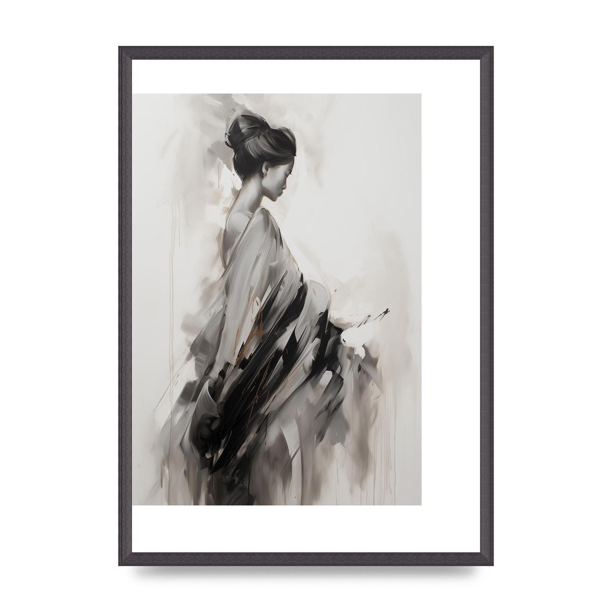 Womans Grace Evoked on Pearl Grey
