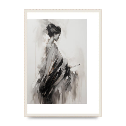 Womans Grace Evoked on Pearl Grey