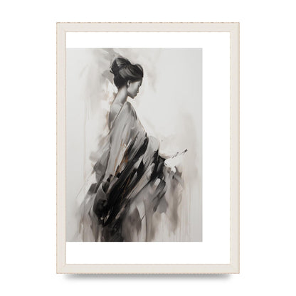 Womans Grace Evoked on Pearl Grey