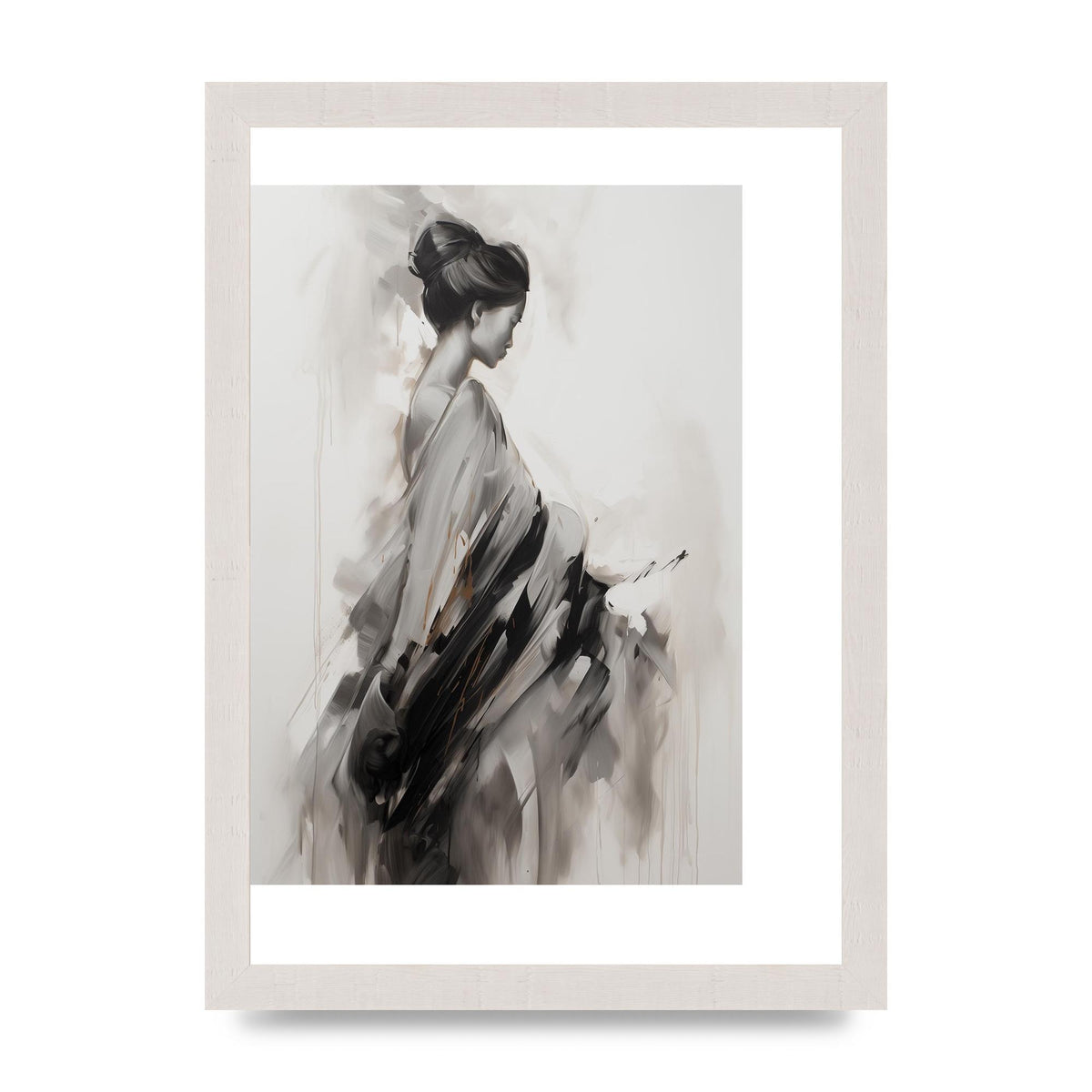 Womans Grace Evoked on Pearl Grey