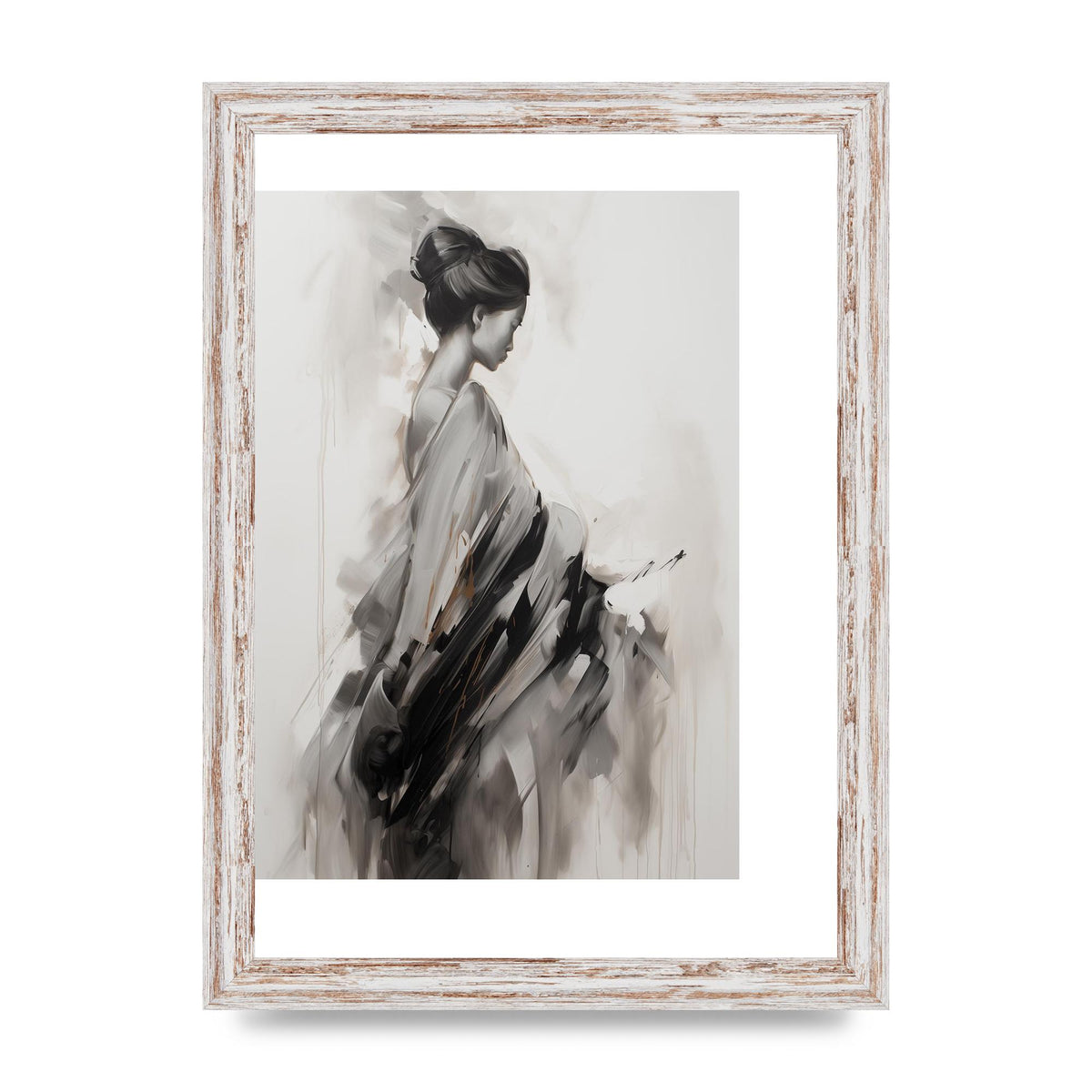 Womans Grace Evoked on Pearl Grey