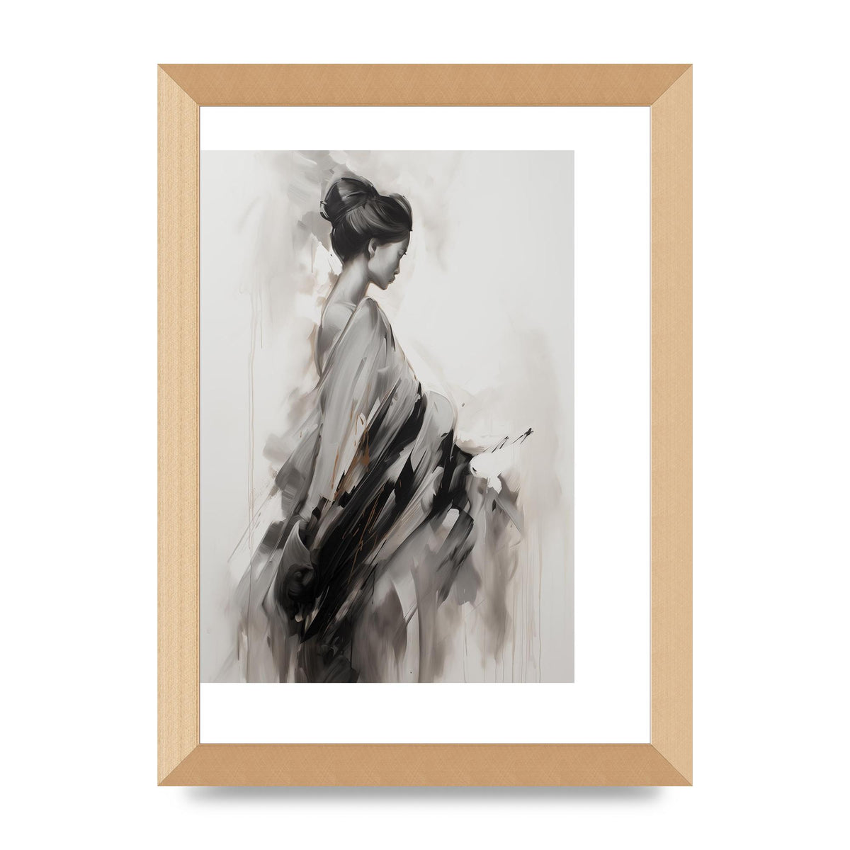 Womans Grace Evoked on Pearl Grey