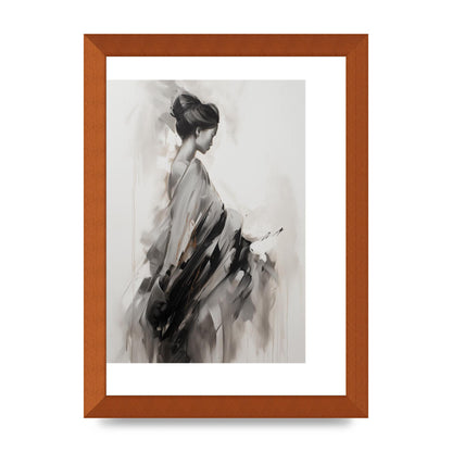 Womans Grace Evoked on Pearl Grey