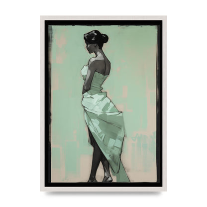 Shadows Dance on Serene Mint Green, print in an A2 white saw cut grain frame