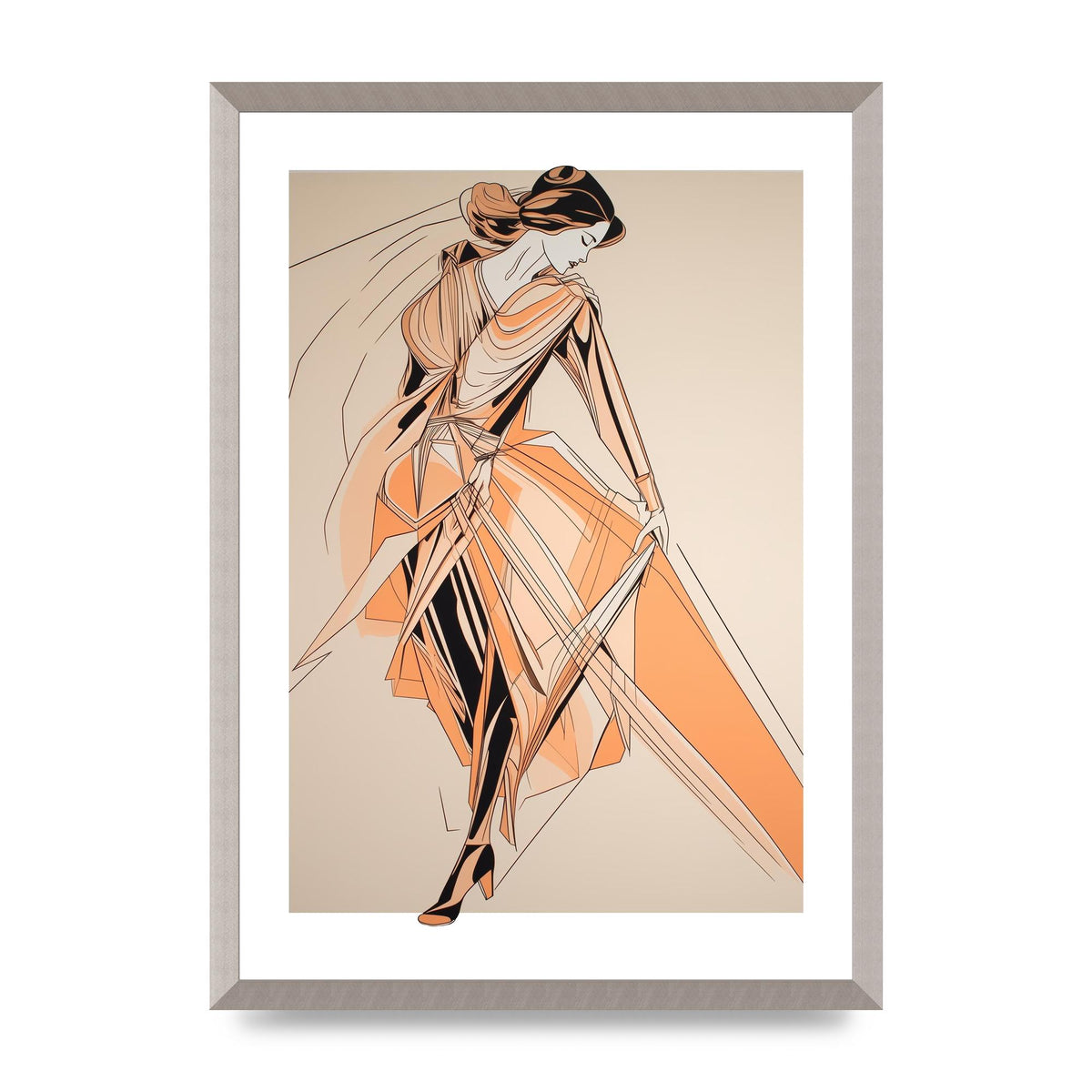 Peach Boldness with Angular Black Lines