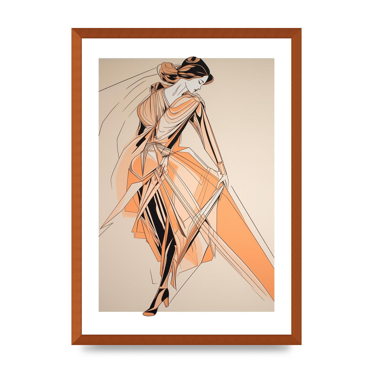 Peach Boldness with Angular Black Lines