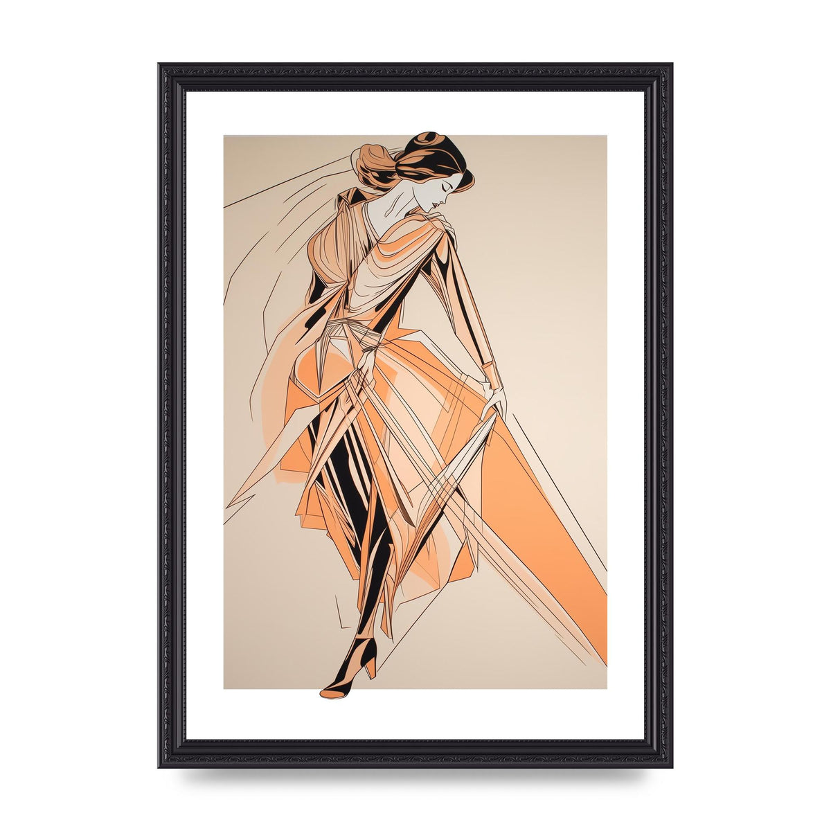 Peach Boldness with Angular Black Lines