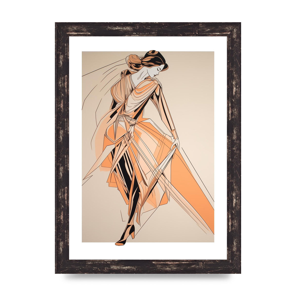 Peach Boldness with Angular Black Lines