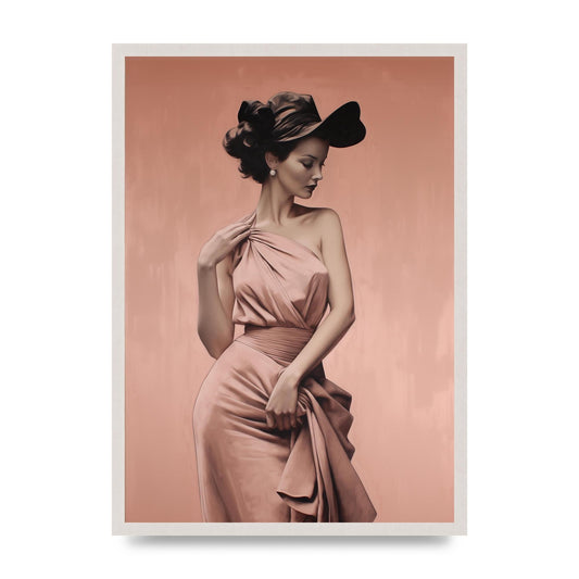 Womans Stance in Delicate Black on Dusty Pink, print in an A2 white saw cut grain frame