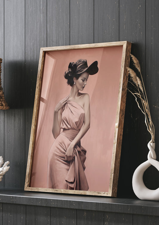Womans Stance in Delicate Black on Dusty Pink