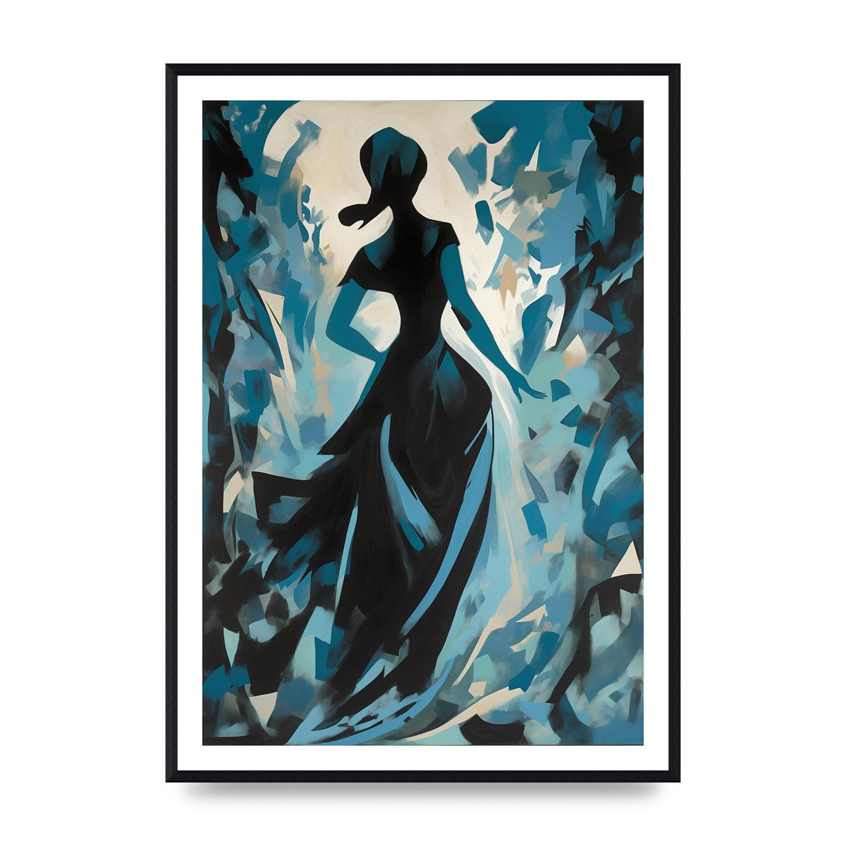 Harmonious Black Shapes on Cerulean