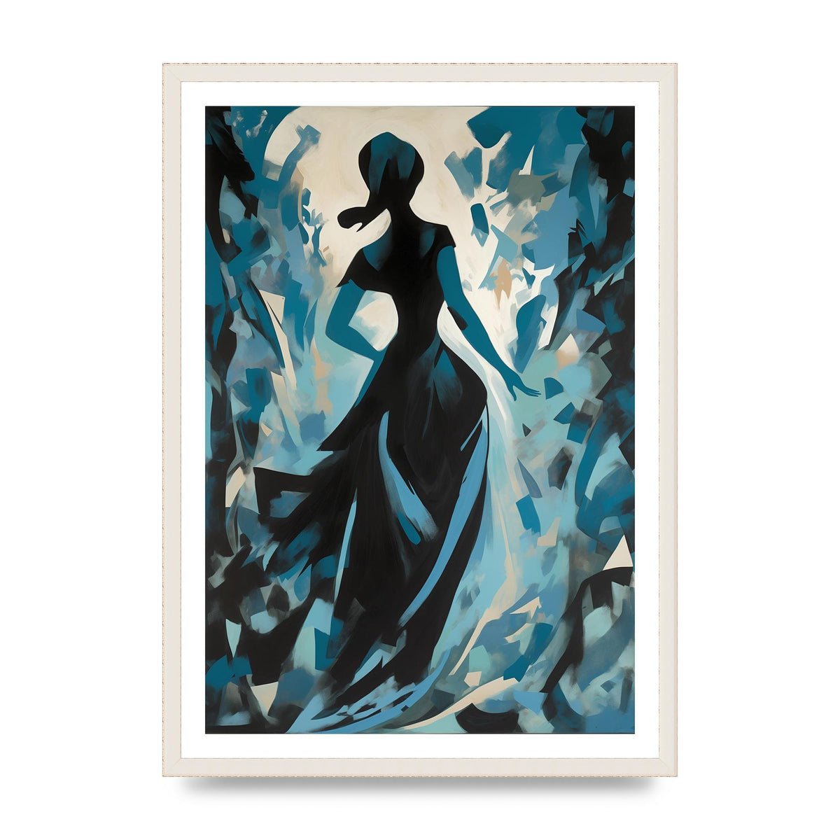 Harmonious Black Shapes on Cerulean