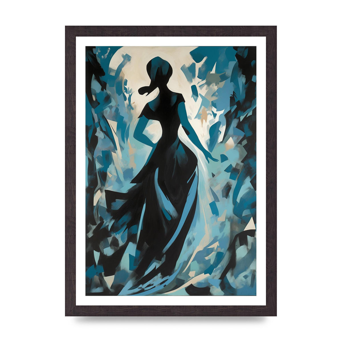 Harmonious Black Shapes on Cerulean